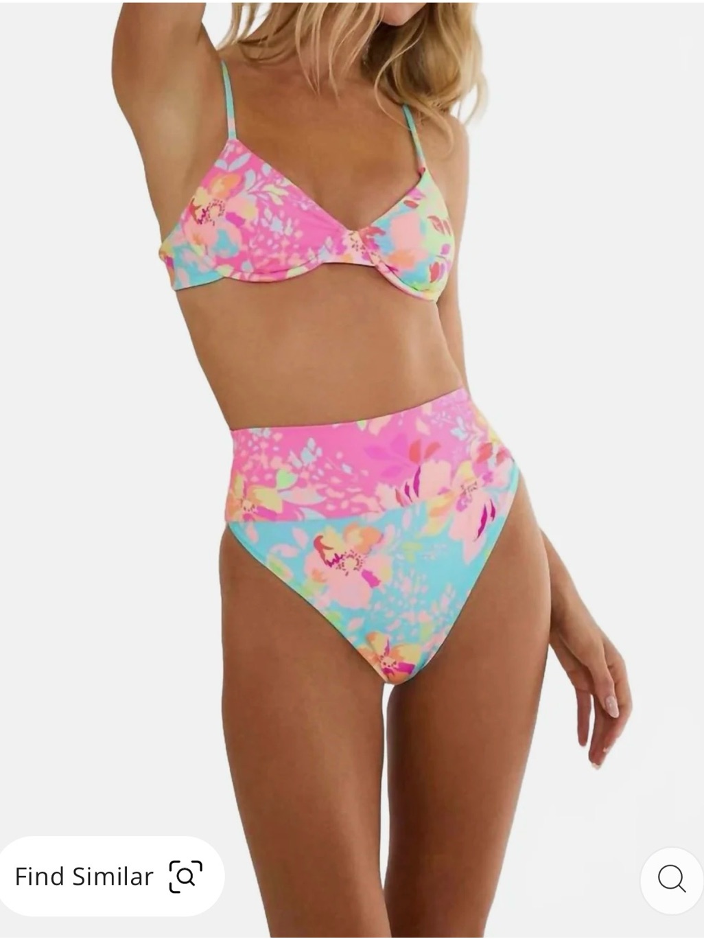 Beach Riot Pink & Aqua Floral High-Rise Bikini Set